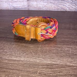 Vintage Women’s Colorful Guatemala Braided Leather Belt Size 32